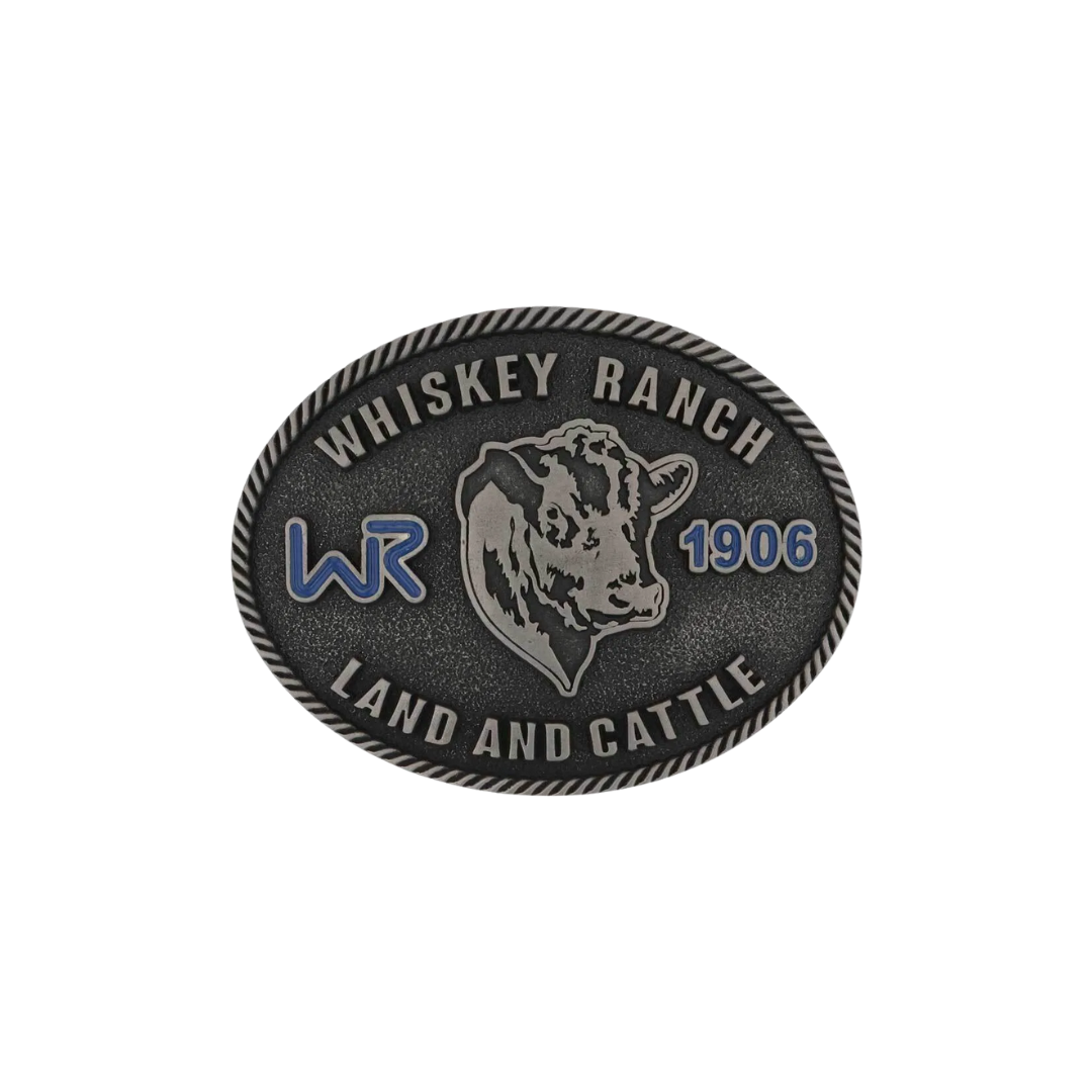 Montana silversmiths Men's Land & Cattle Whiskey Ranch Blue Buckle