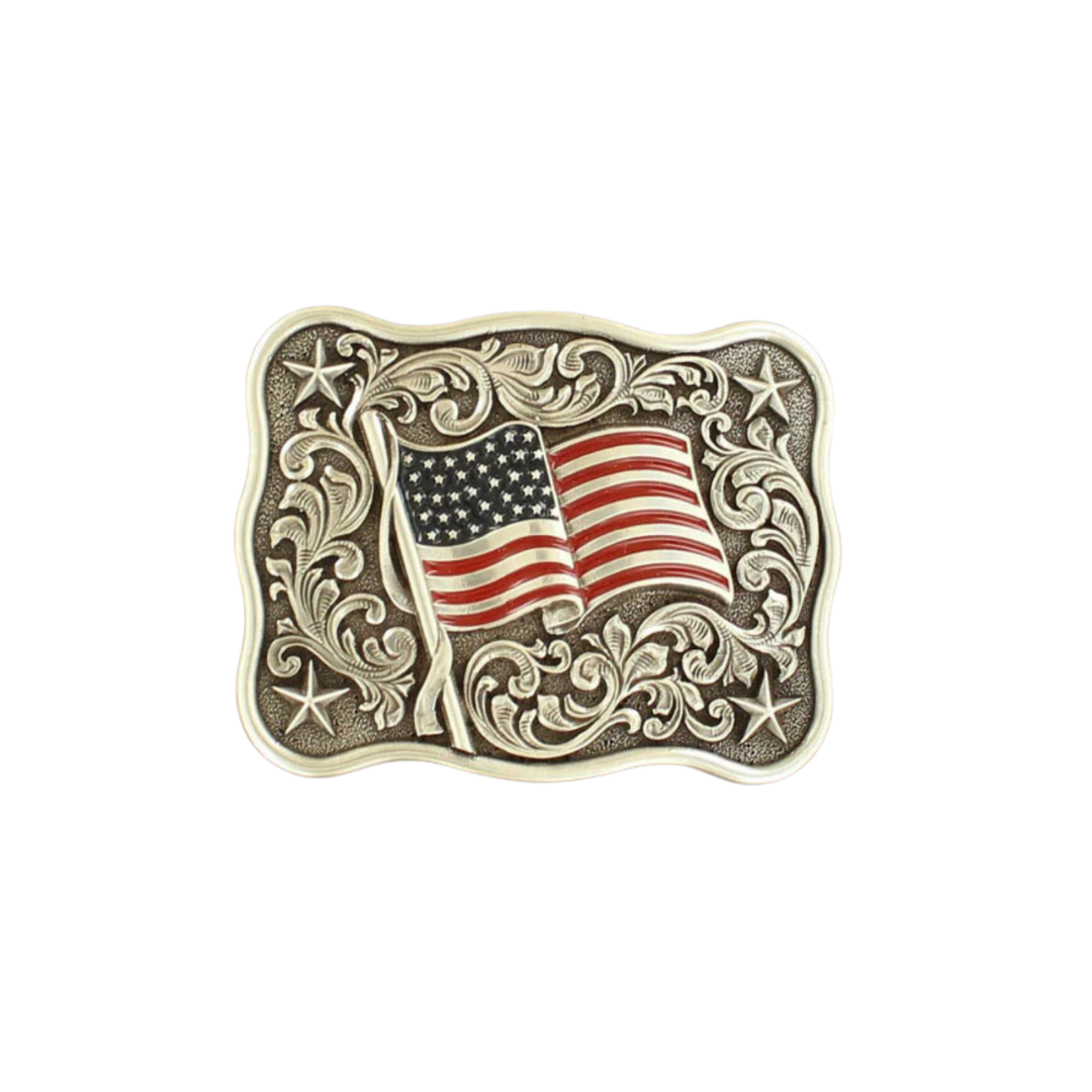 Nocona Youth Boy's Waving Flag Multicolor Buckle