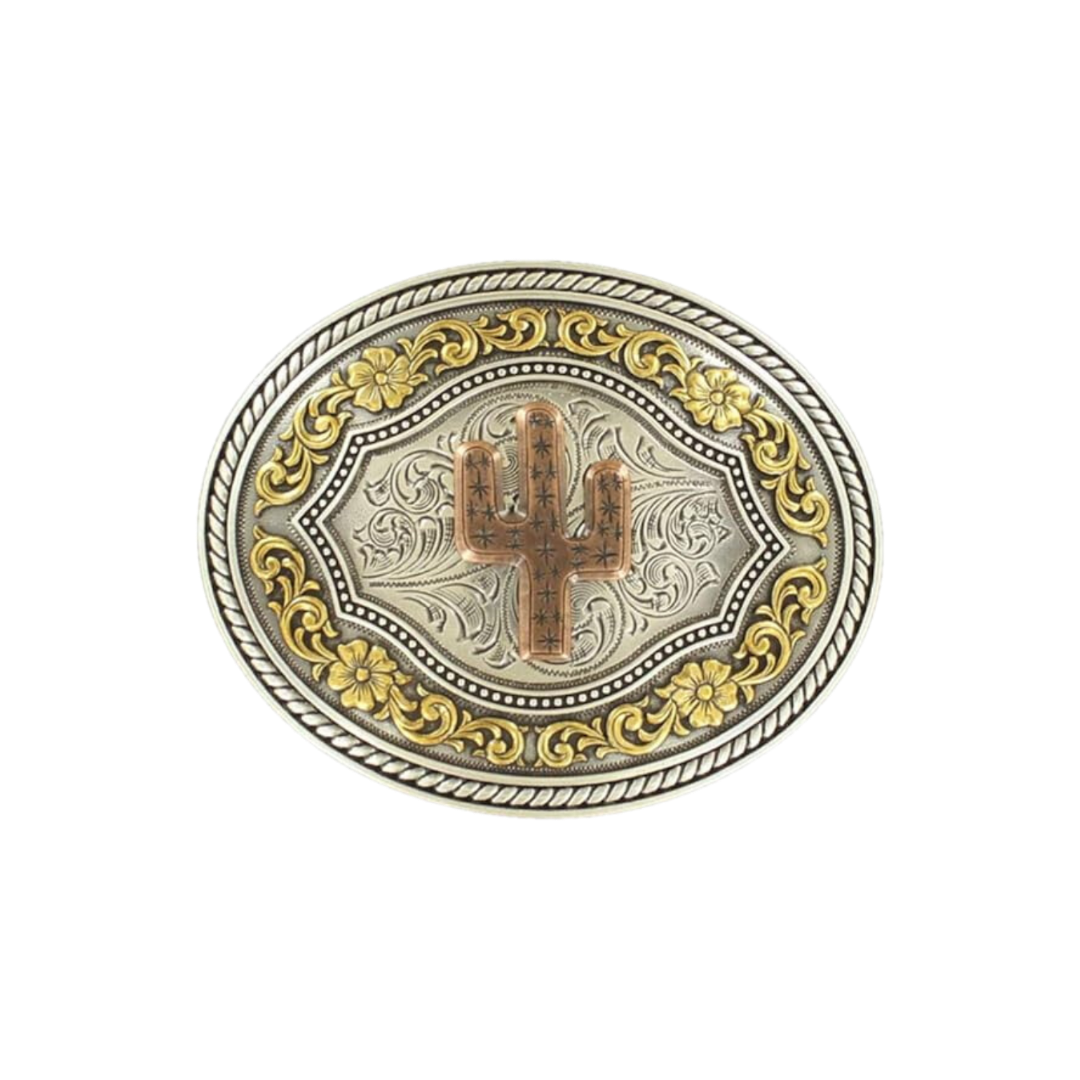 Nocona Men's Tri Metal Cactus Oval Grey Buckle