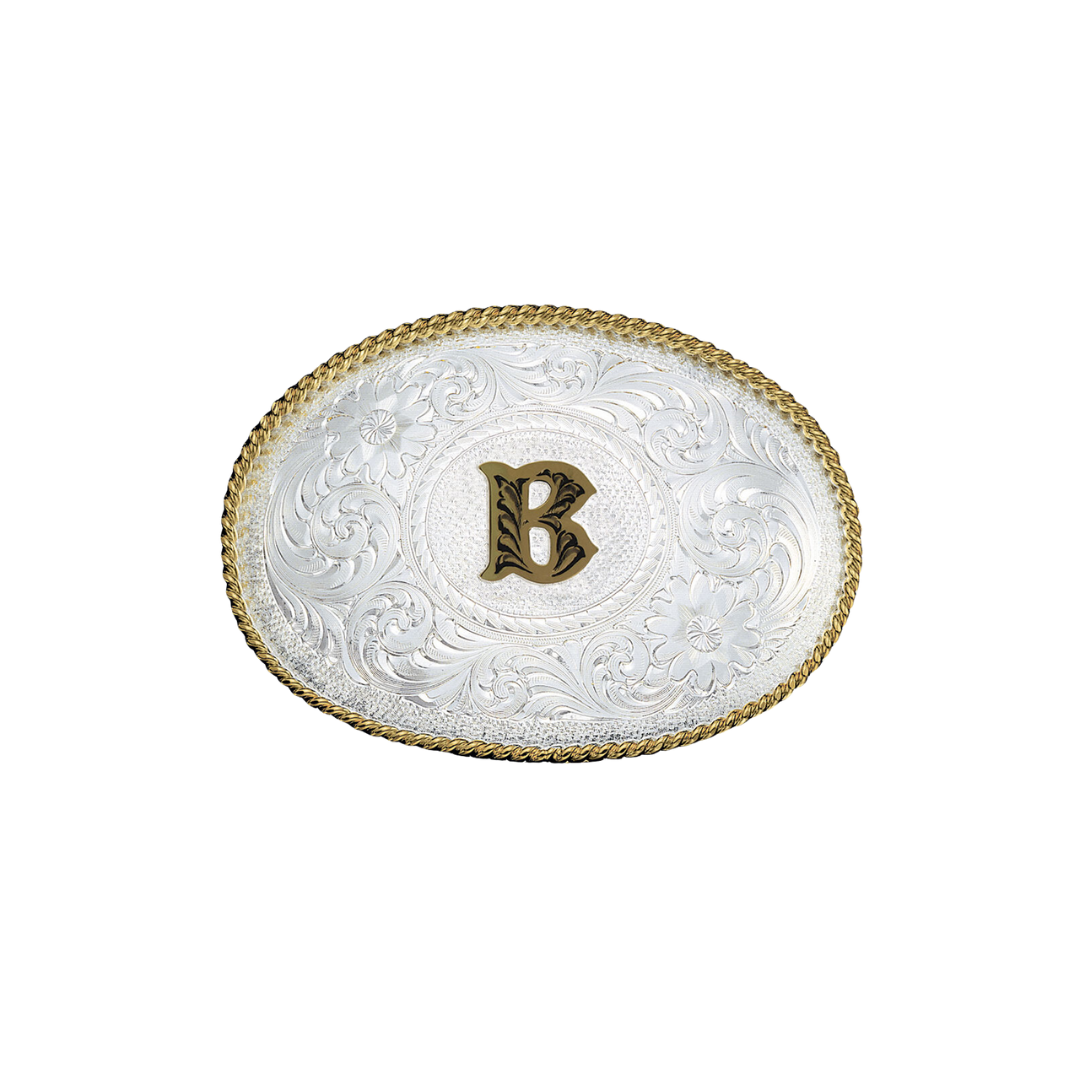 Montana Silversmiths Men's Initial B Silver Grey Buckle
