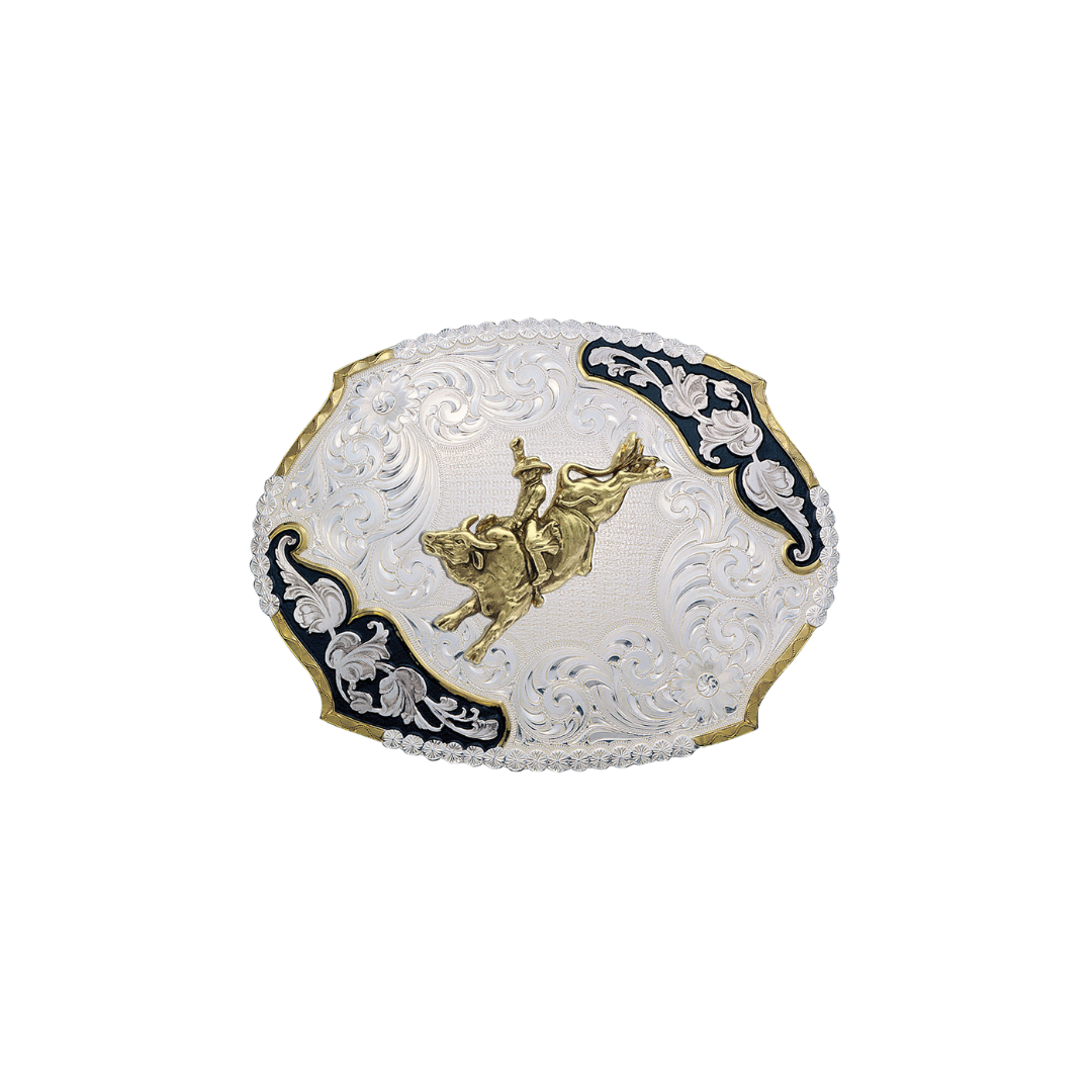 Montana Silversmiths Men's Antique Leaves Western Bull Rider Buckle