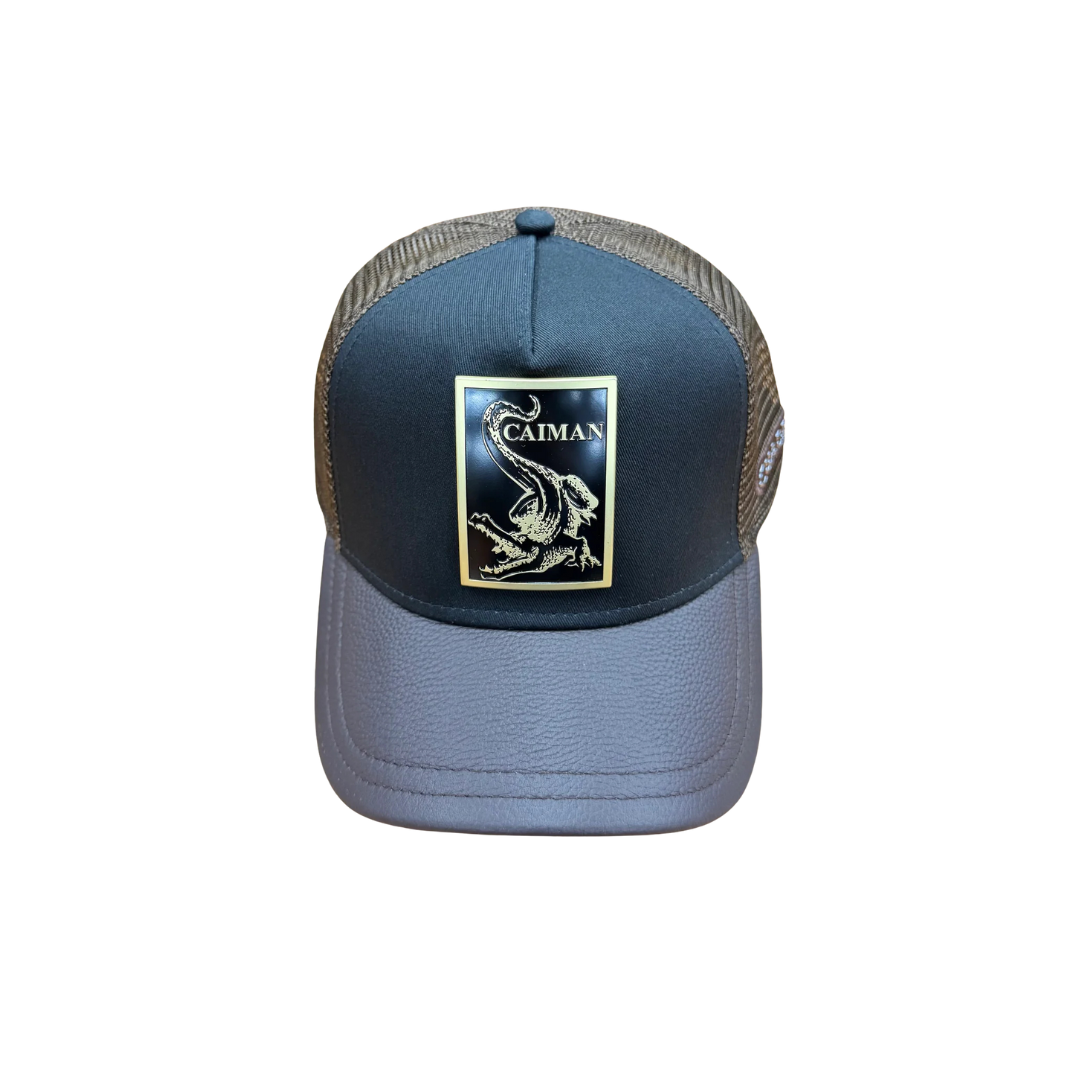 Cuadra Men's Caiman Metal Patch Leather Chocolate Cap