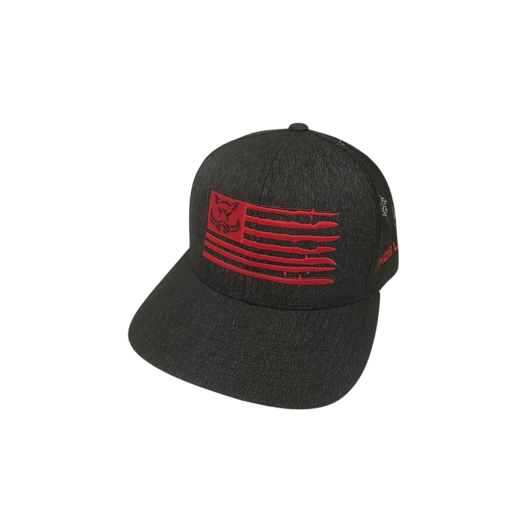Hog Life Men's Adjustable Snapback Flag Black Hat
