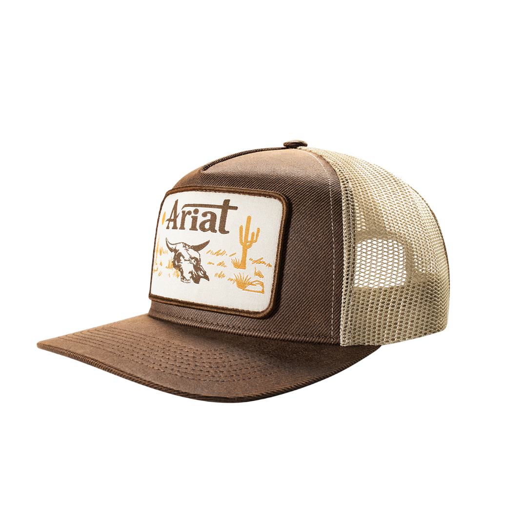 Ariat Men's Oilskin Desert Patch Brown Cap