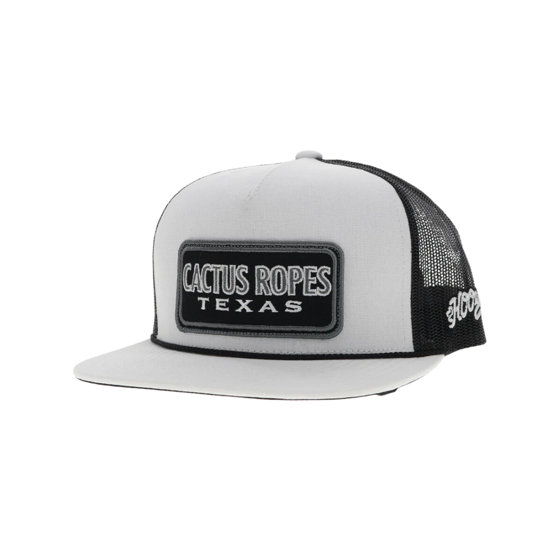 Hooey Men's Cactus Ropes White Black Cap