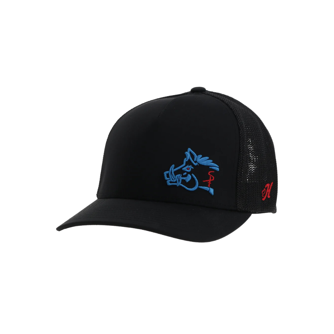 Hooey Men's Sniper Pig Black Blue Red Cap
