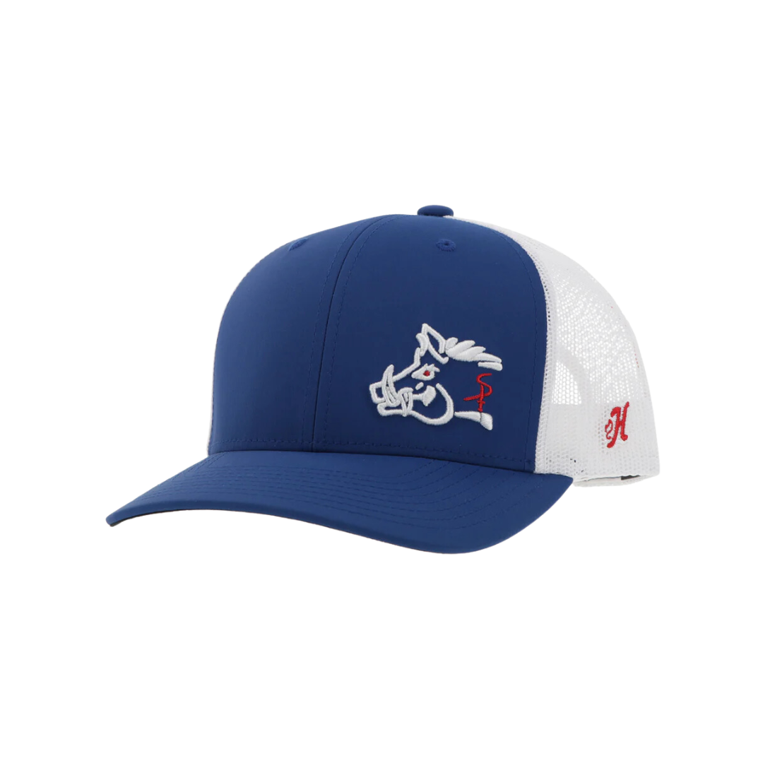 Hooey Men's Sniper Pig White Red Logo Blue White Cap