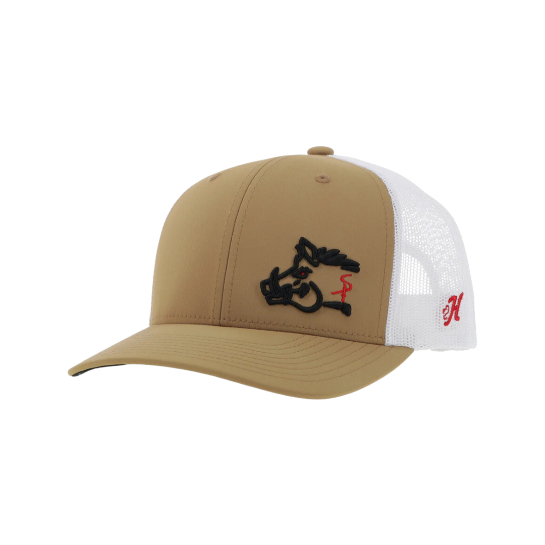 Hooey Men's Sniper Pig Black Red Logo Tan White Cap