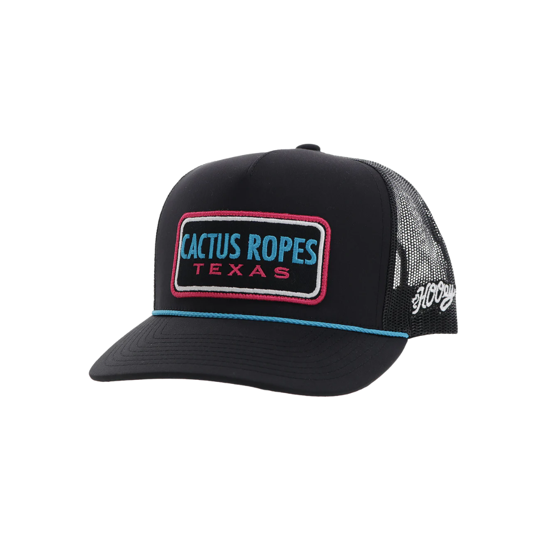 Hooey Men's Cactus Ropes Patch Black Cap