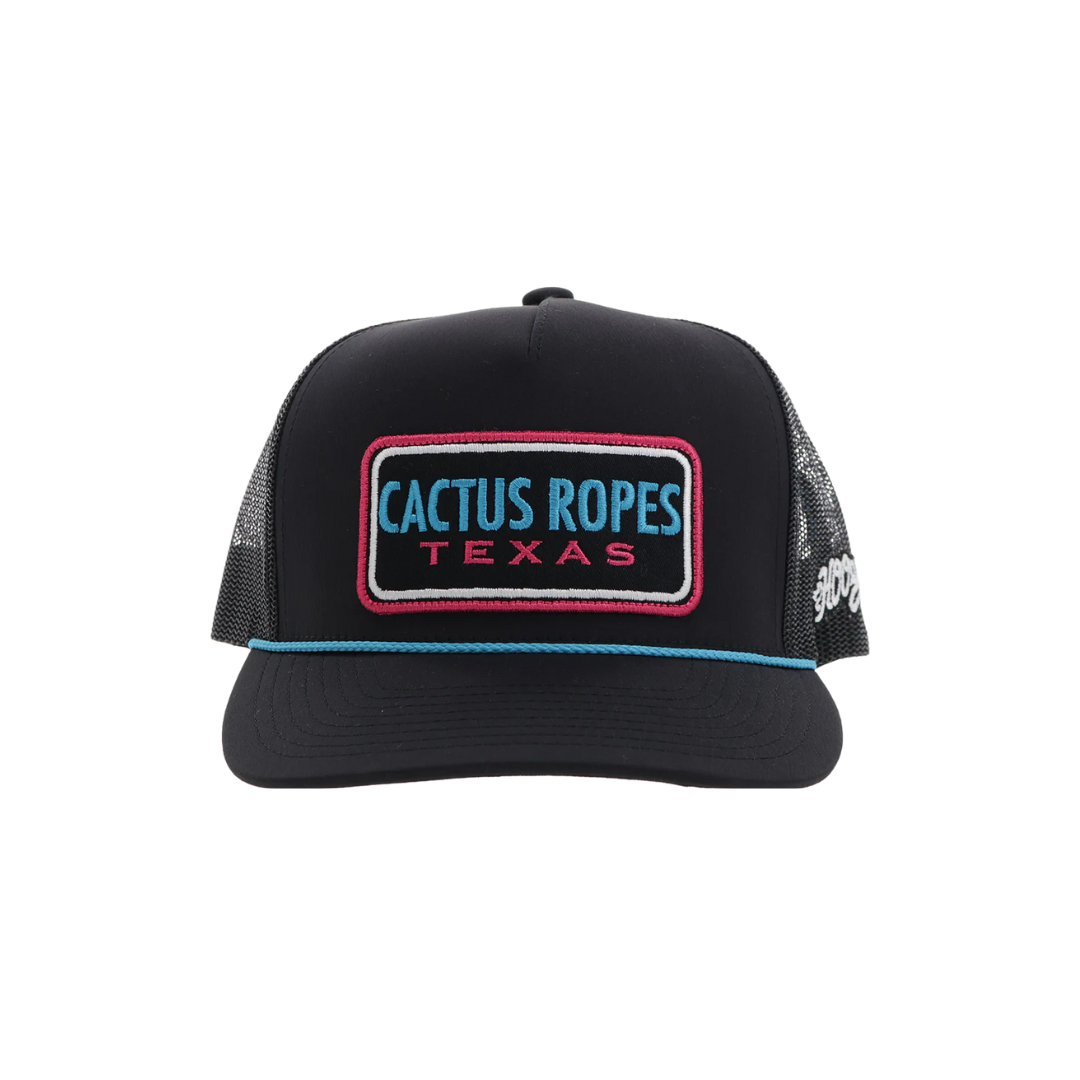 Hooey Men's Cactus Ropes Patch Black Cap