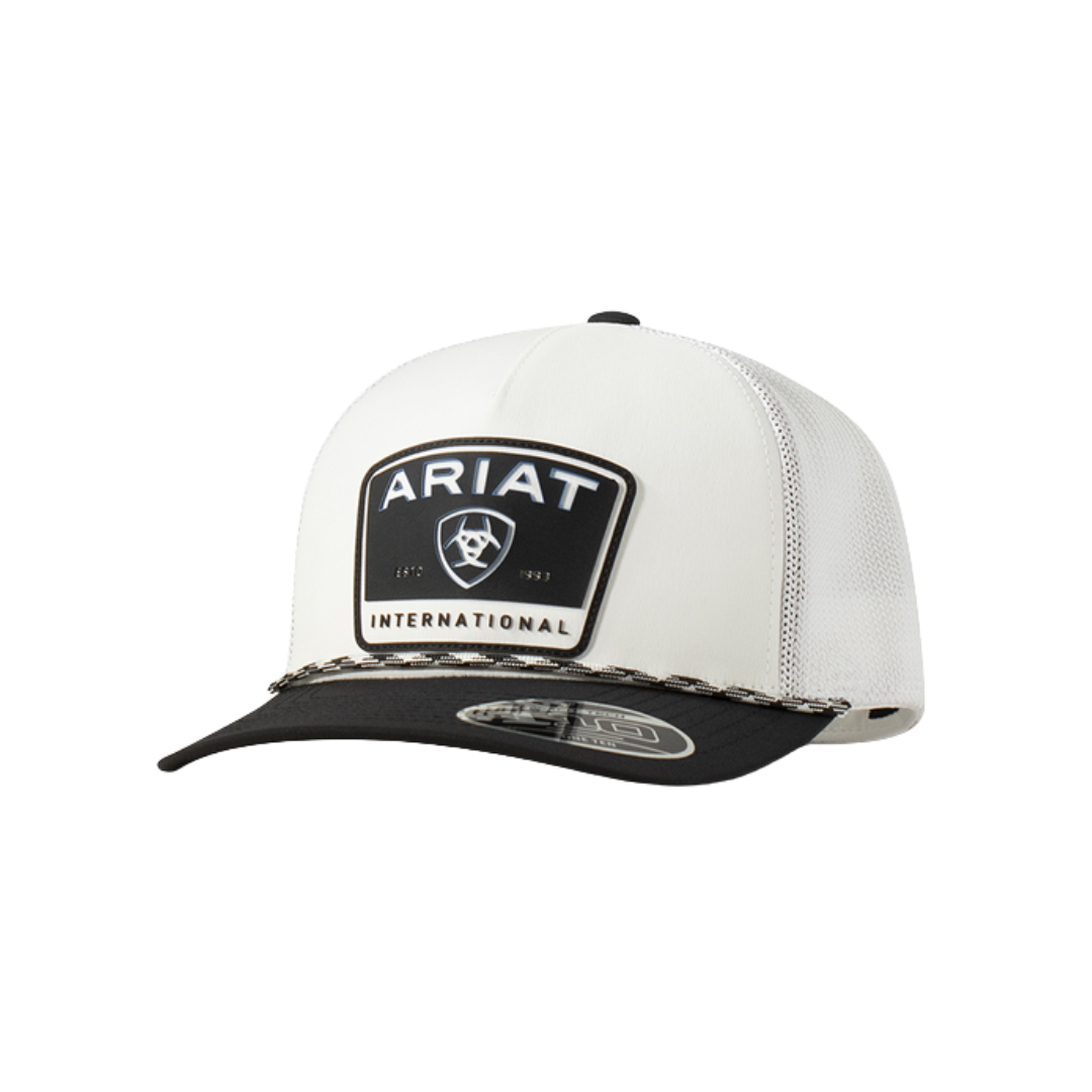 Ariat Men's Rubber Patch White And Black Cap