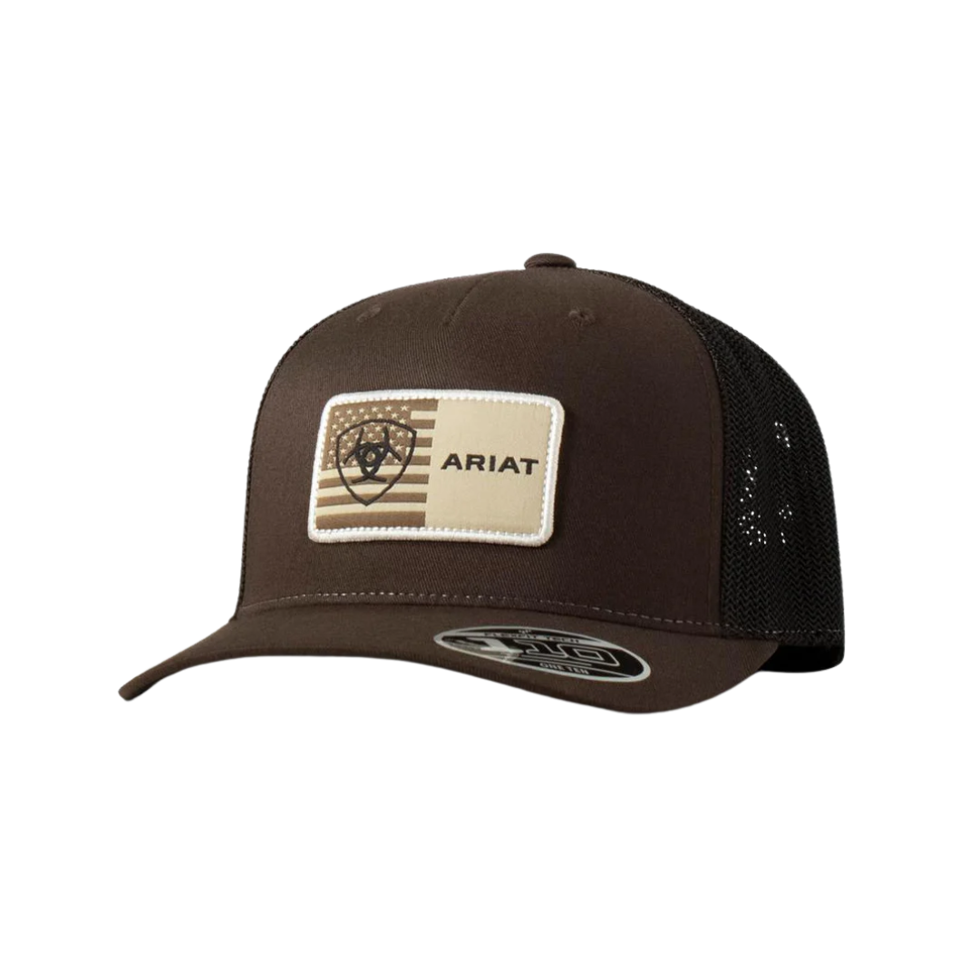 Ariat Men's American Flag Patch Brown Cap