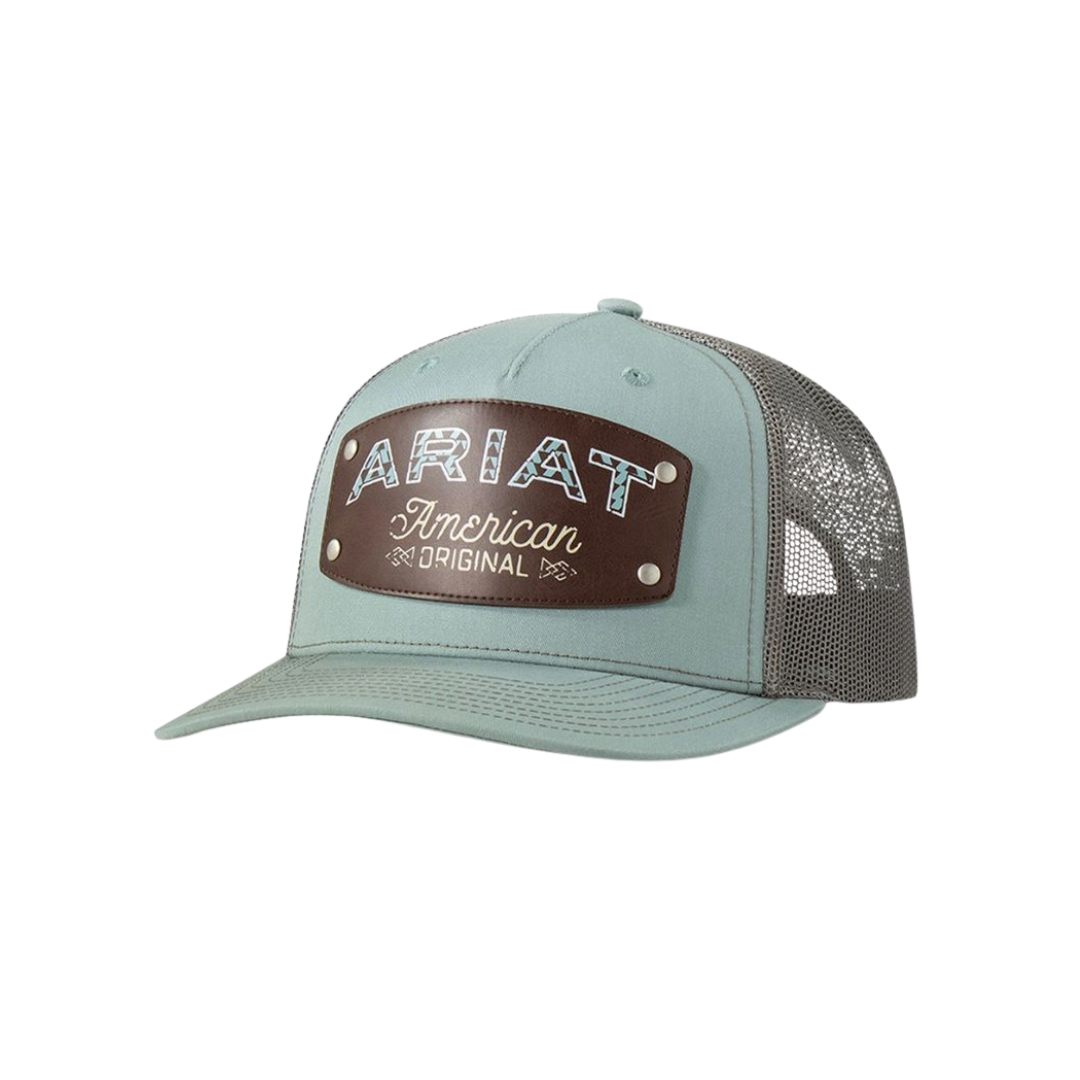 Ariat Men's Faux Leather Patch Blue Grey Cap