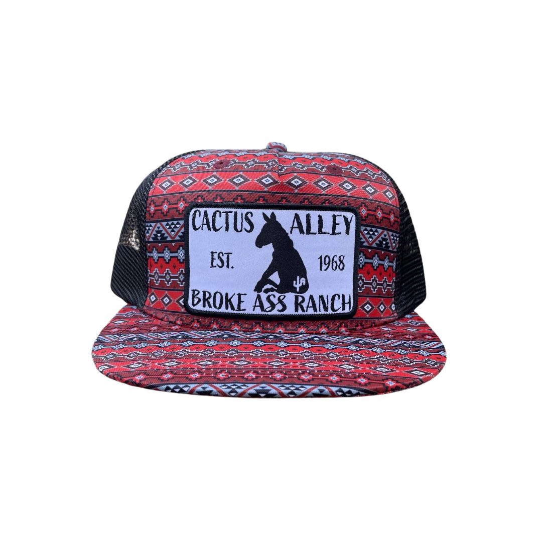 Cactus Alley Men's Donkey Snapback Red Black Aztec Cap