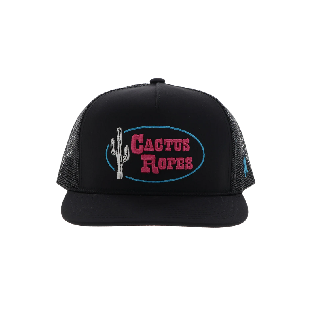 Hooey Men's Cactus Ropes Stitching Black Pink Cap