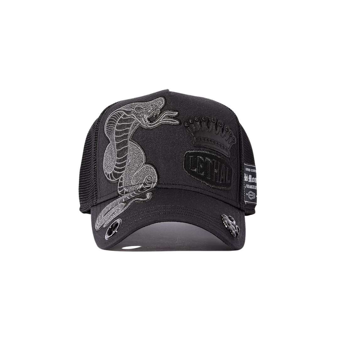 Red Monkey Men's Lethal Cobra Trucker Snap Black Cap