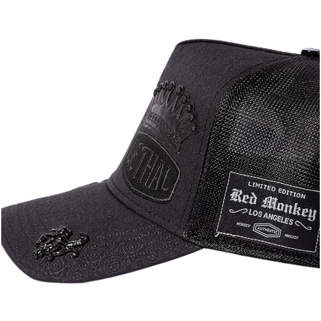 Red Monkey Men's Lethal Cobra Trucker Snap Black Cap