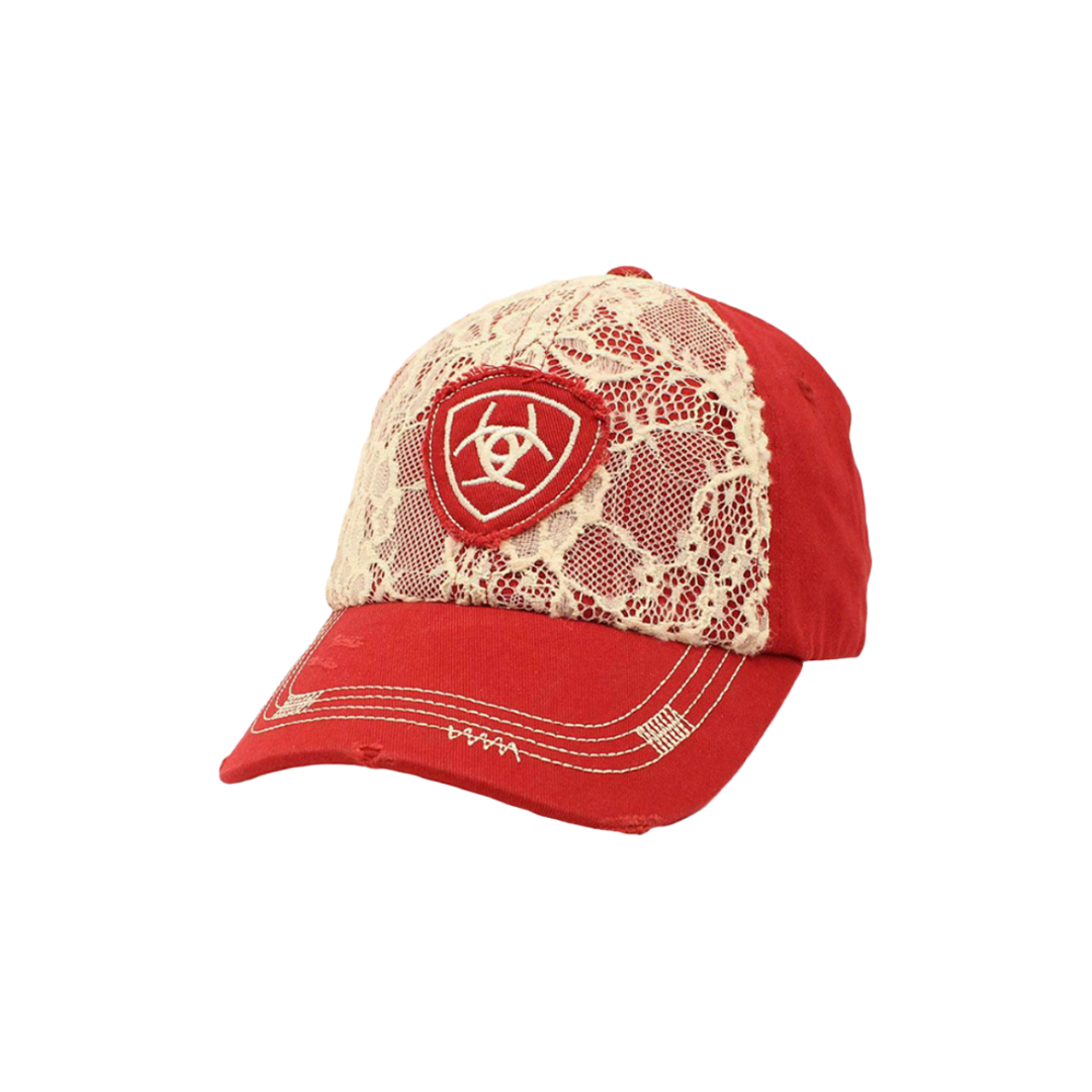 Ariat Women's Lace Overlay Embroidered Red Cap