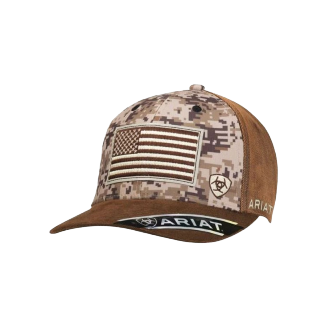 Ariat Men's Camo Embroidered US Brown Cap