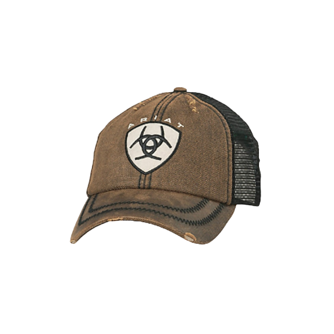 Ariat Men's Oilskin Mesh Logo Brown Cap