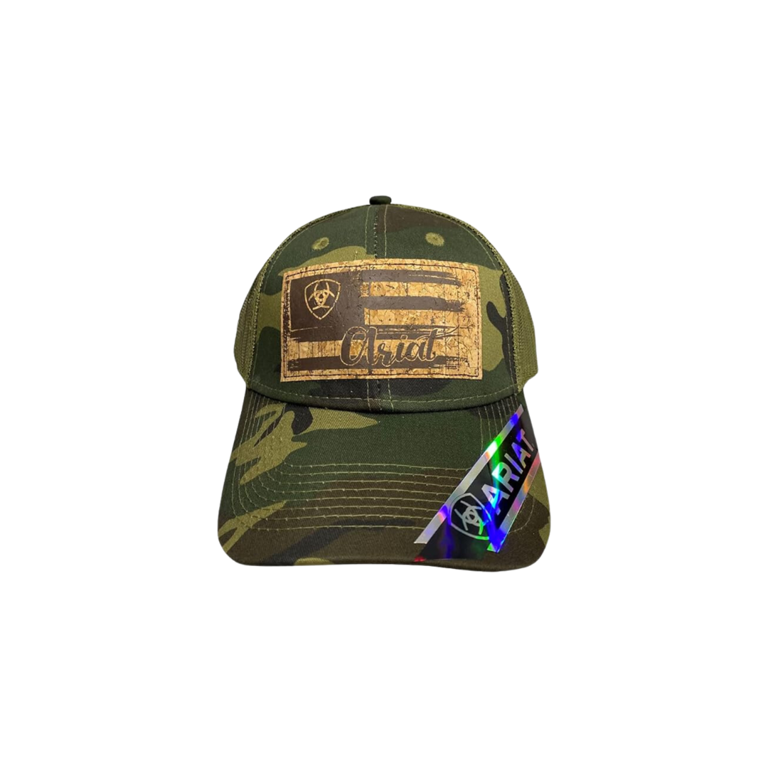 Ariat Women's Camo Cork Patch US Flag Green Cap