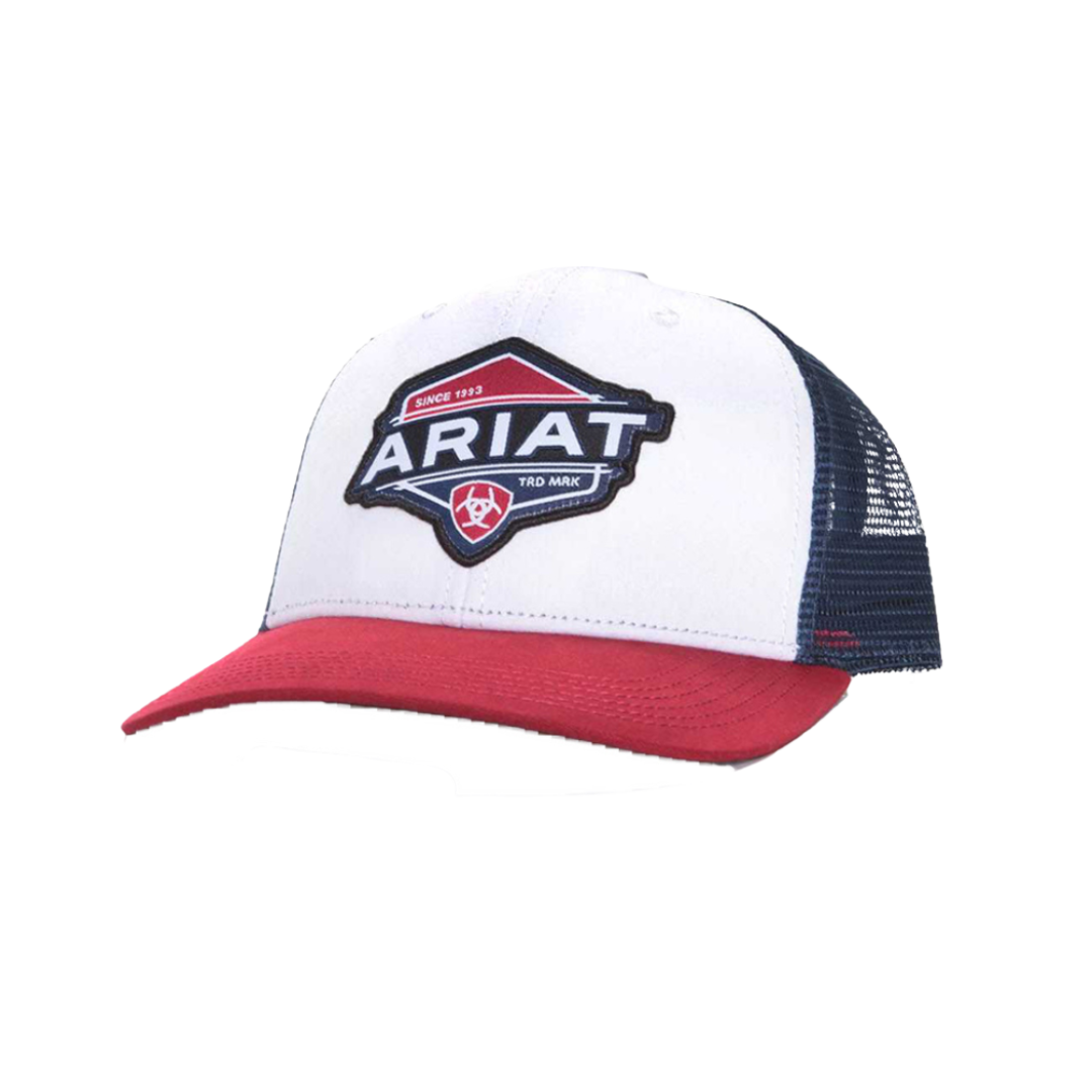 Ariat Men's Mesh Logo Patch White Cap