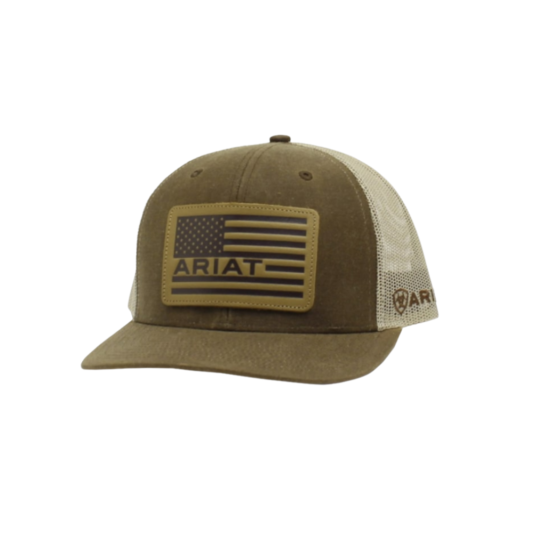 Ariat Men's US Flag Patch Mesh Brown Cap