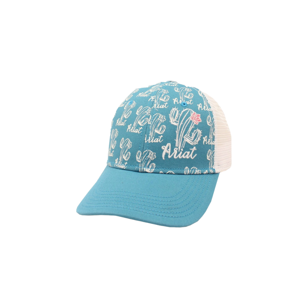 Ariat Women's Cactus Design Mesh Blue Cap