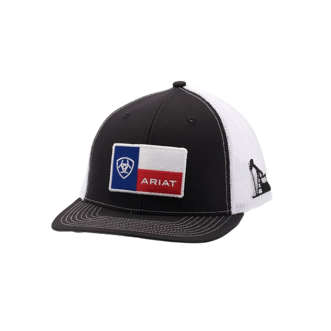 Ariat Men's Texas Flag Logo Mesh Black Cap