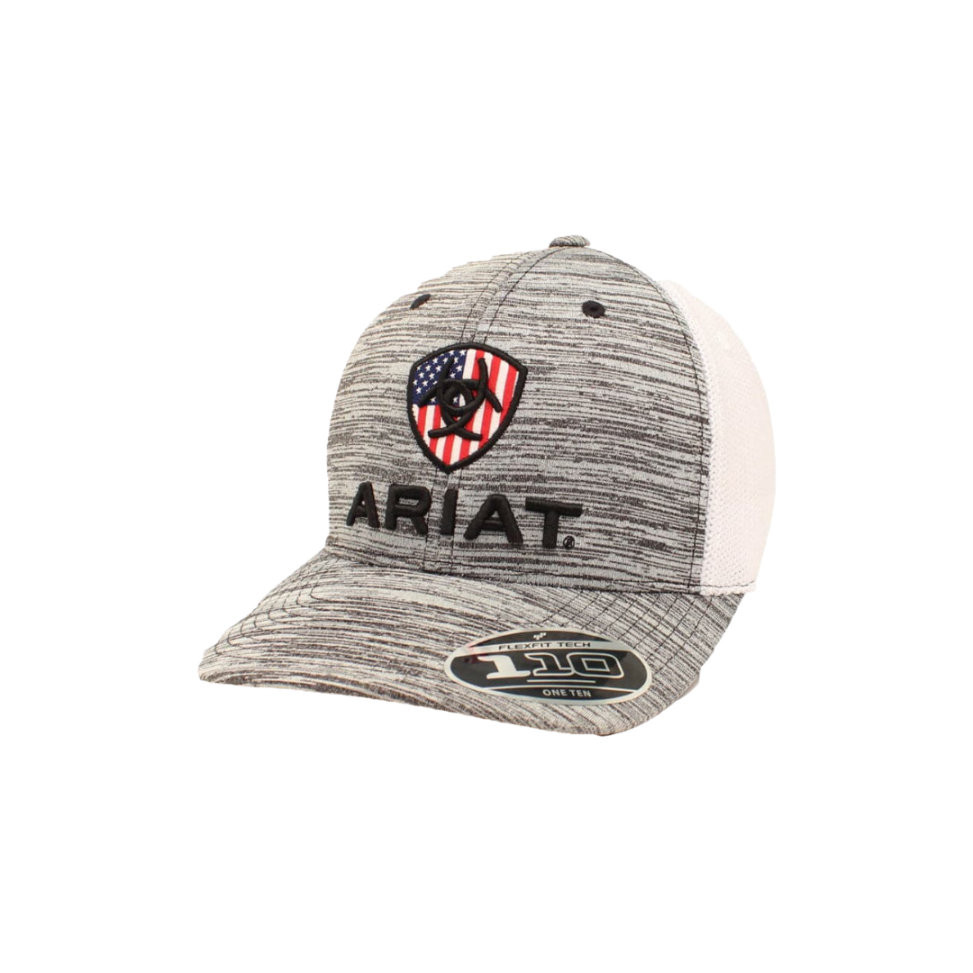 Ariat Men's Flex Fit 110 Mesh Usa Flag Grey Cap