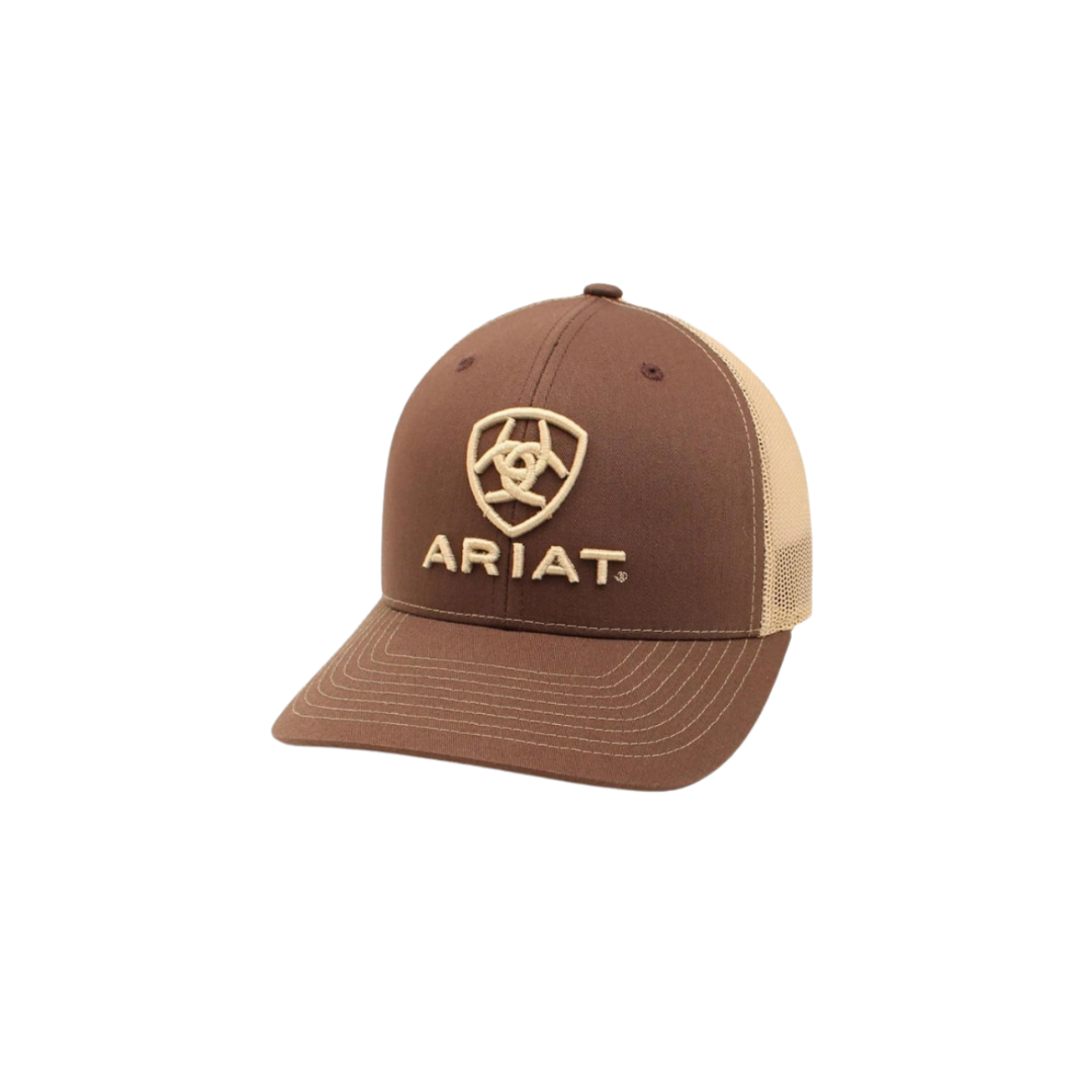 Ariat Men's Shield Embroidered Mesh Brown Cap