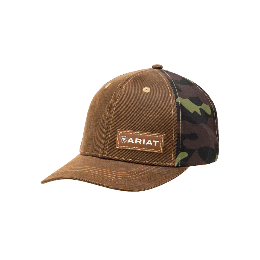 Ariat Men's Camo Mesh Leather Patch Brown Cap