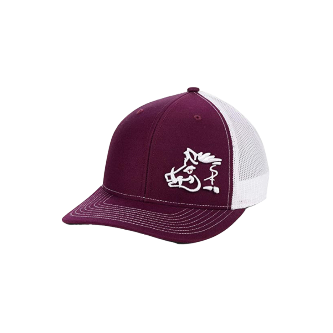 Oil Field Men's Sniper Pig White Mesh Maroon Cap