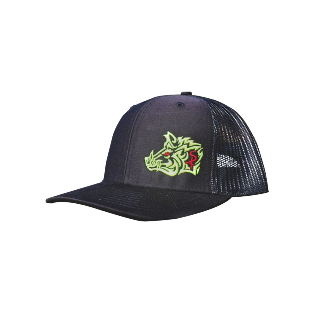 Oil Field Men's Aztec Spiner Pig Design Mesh Black Cap