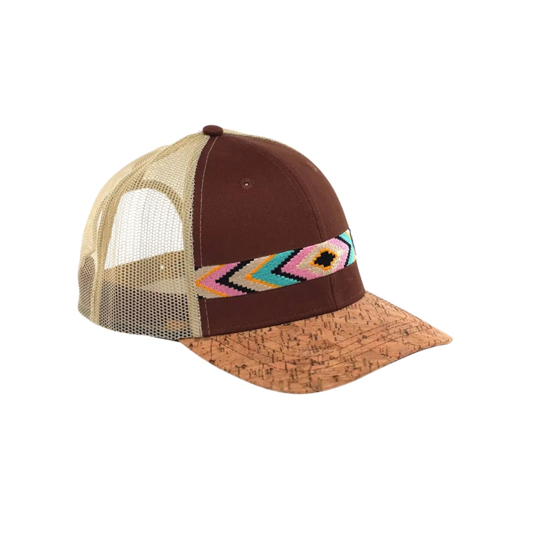 Ariat Women's Aztec Design Cork Brim Brown Cap