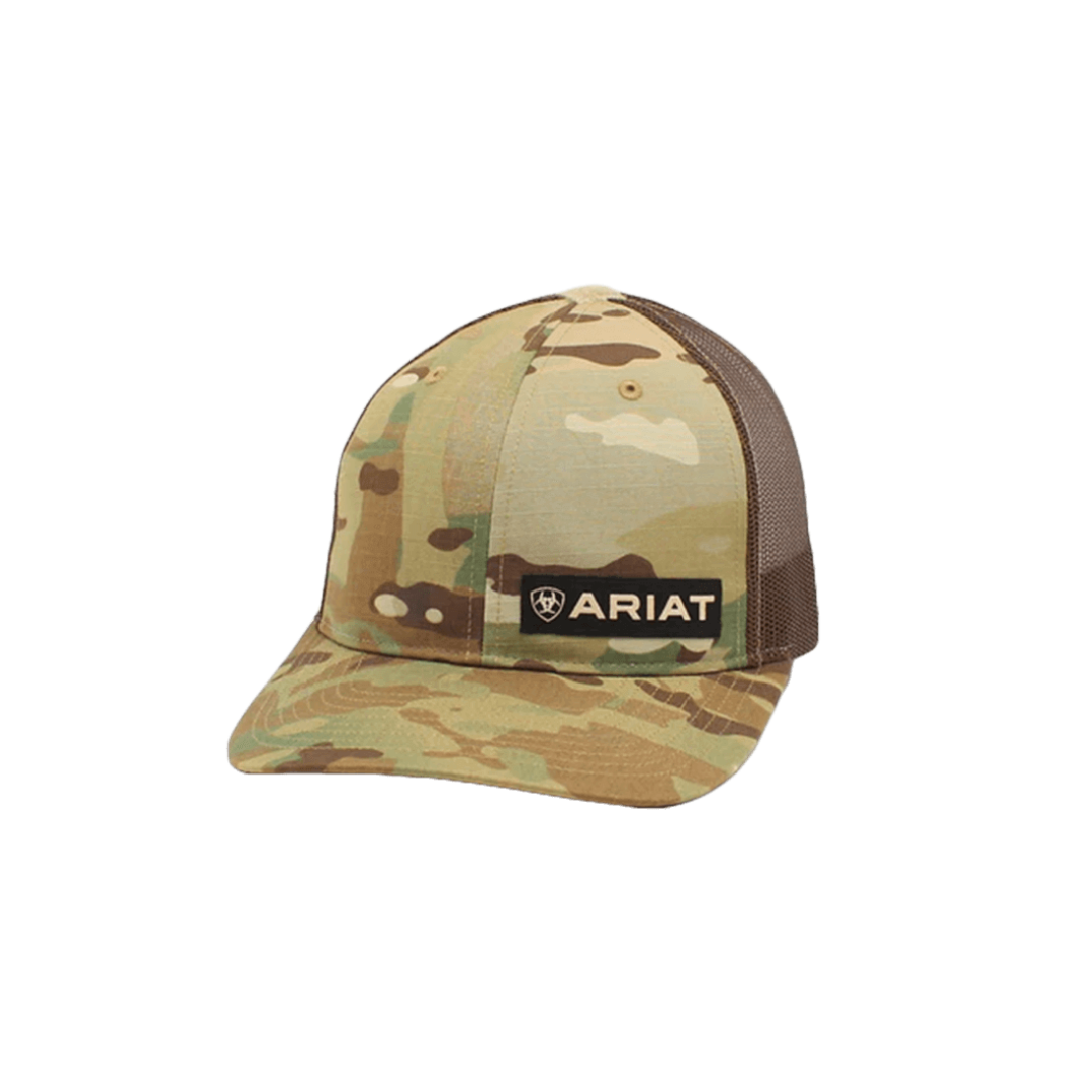 Ariat Men's Camo Mesh Logo Patch Brown Cap