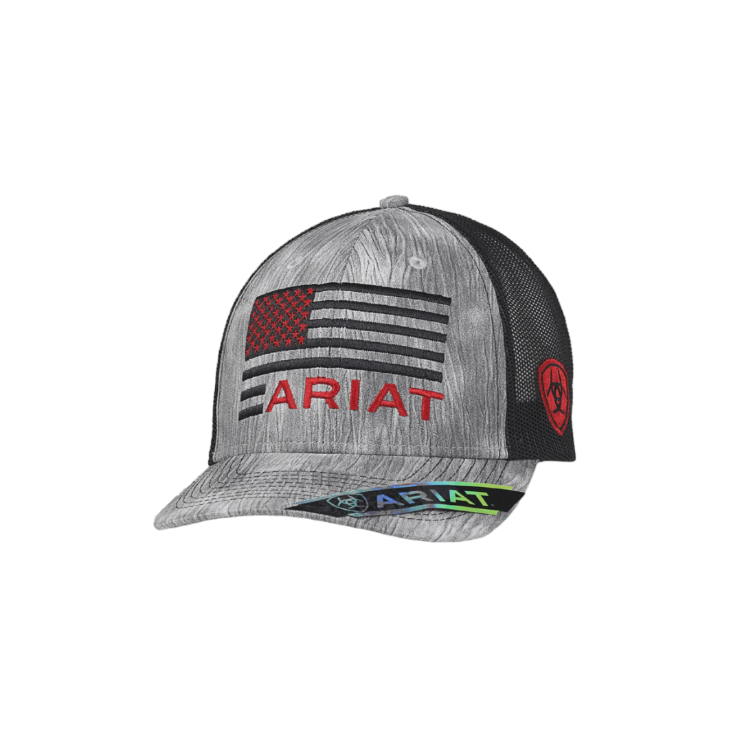 Ariat Men's Mesh Embroidered US Flag Grey Cap