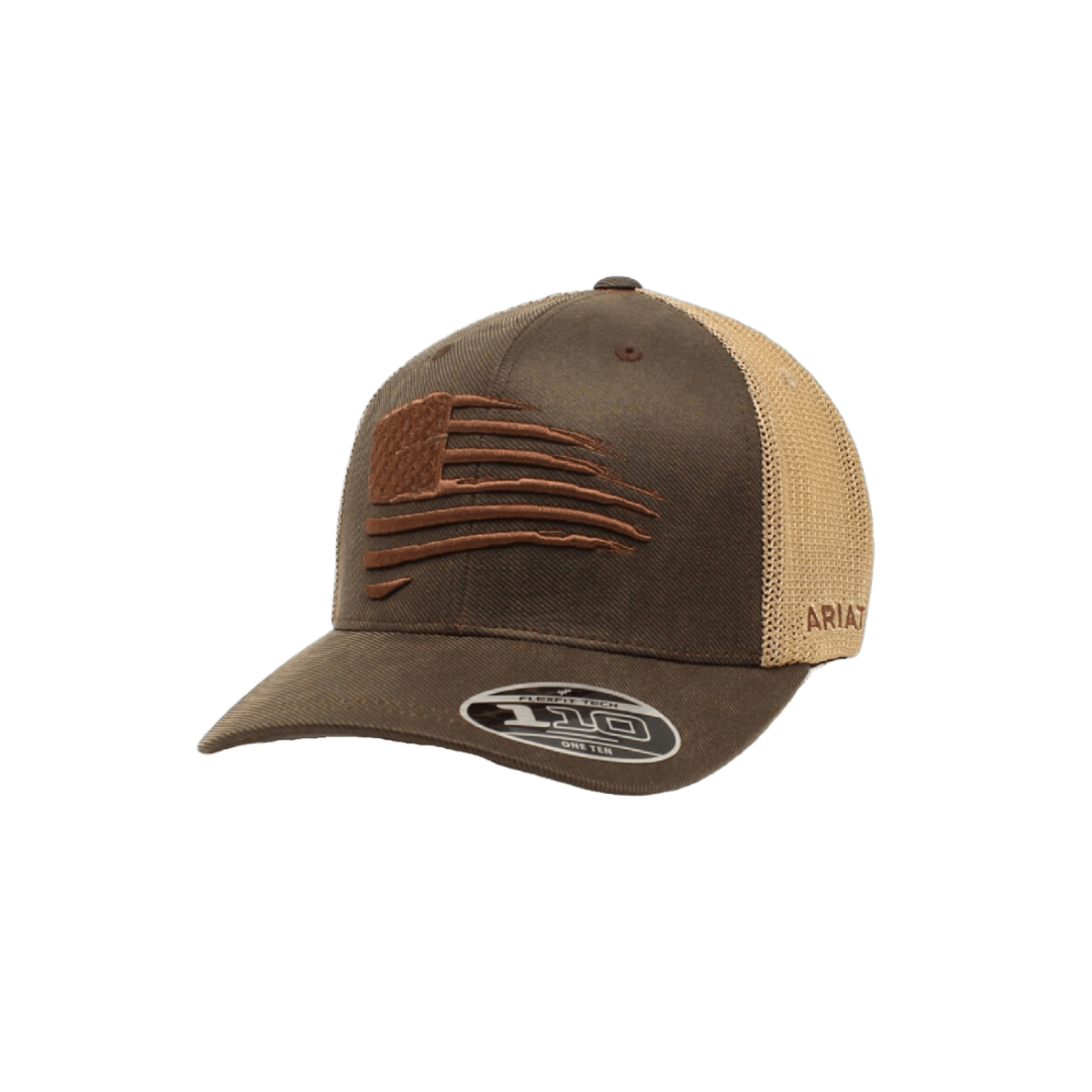 Ariat Men's Mesh Embroidered US Flag Brown Cap