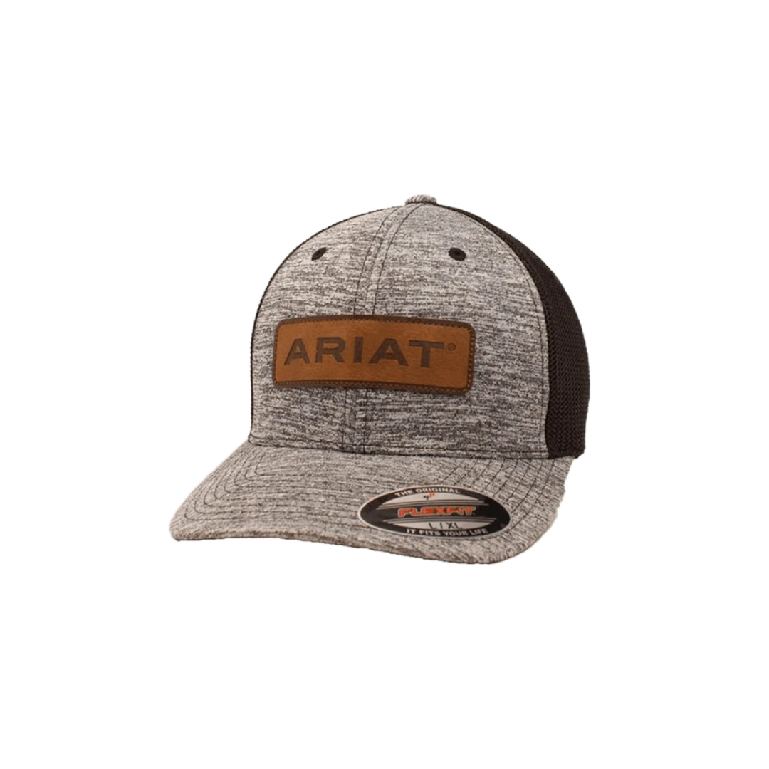 Ariat Men's Mesh Leather Patch Grey Cap