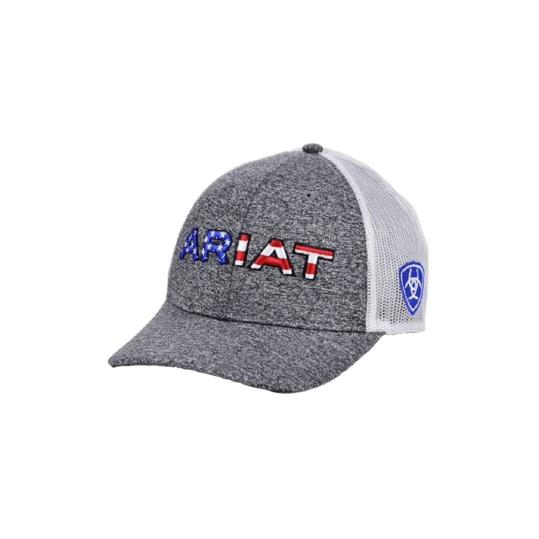 Ariat Men's Mesh Usa Flag Logo Grey Cap