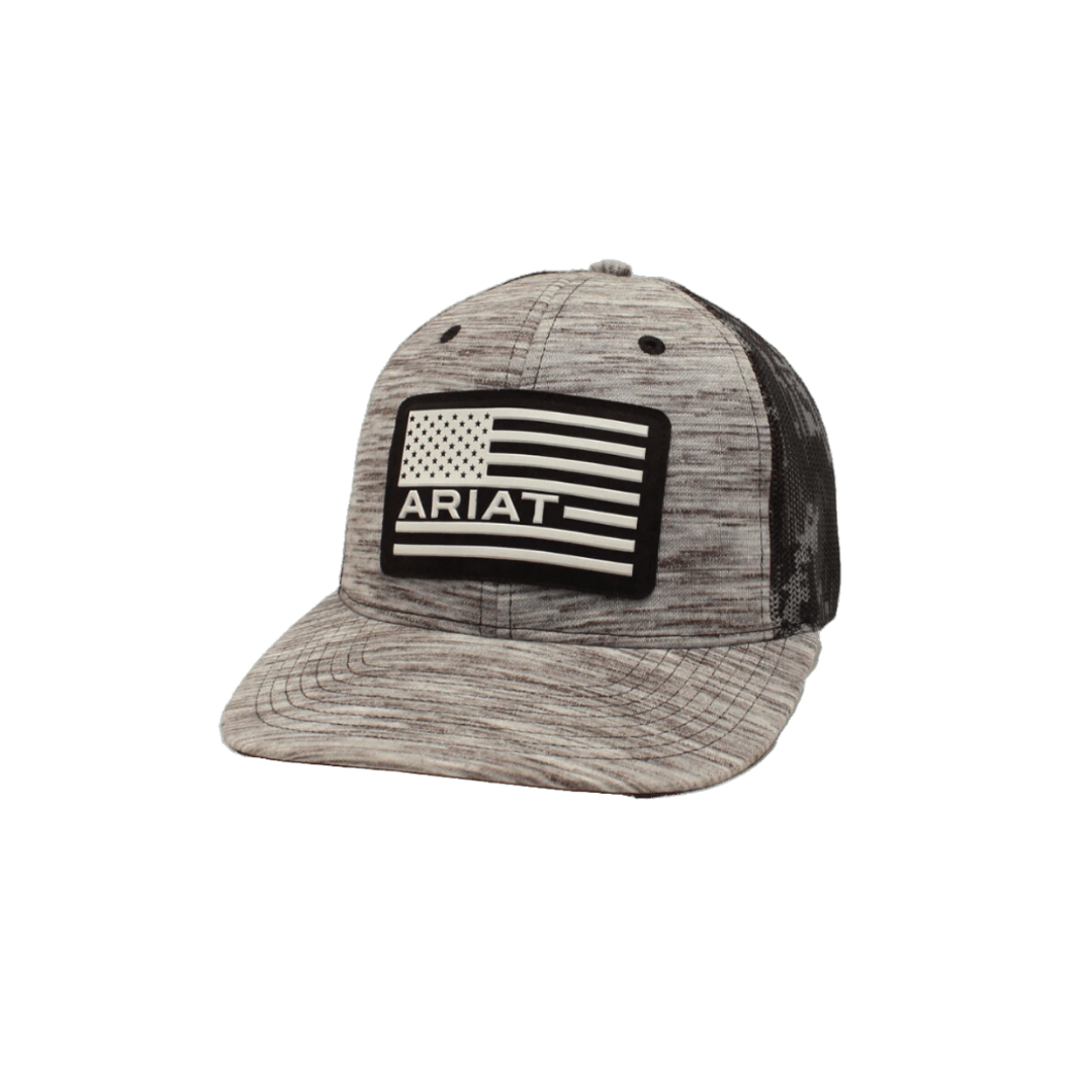Ariat Men's Mesh Rubber US Flag Grey Cap
