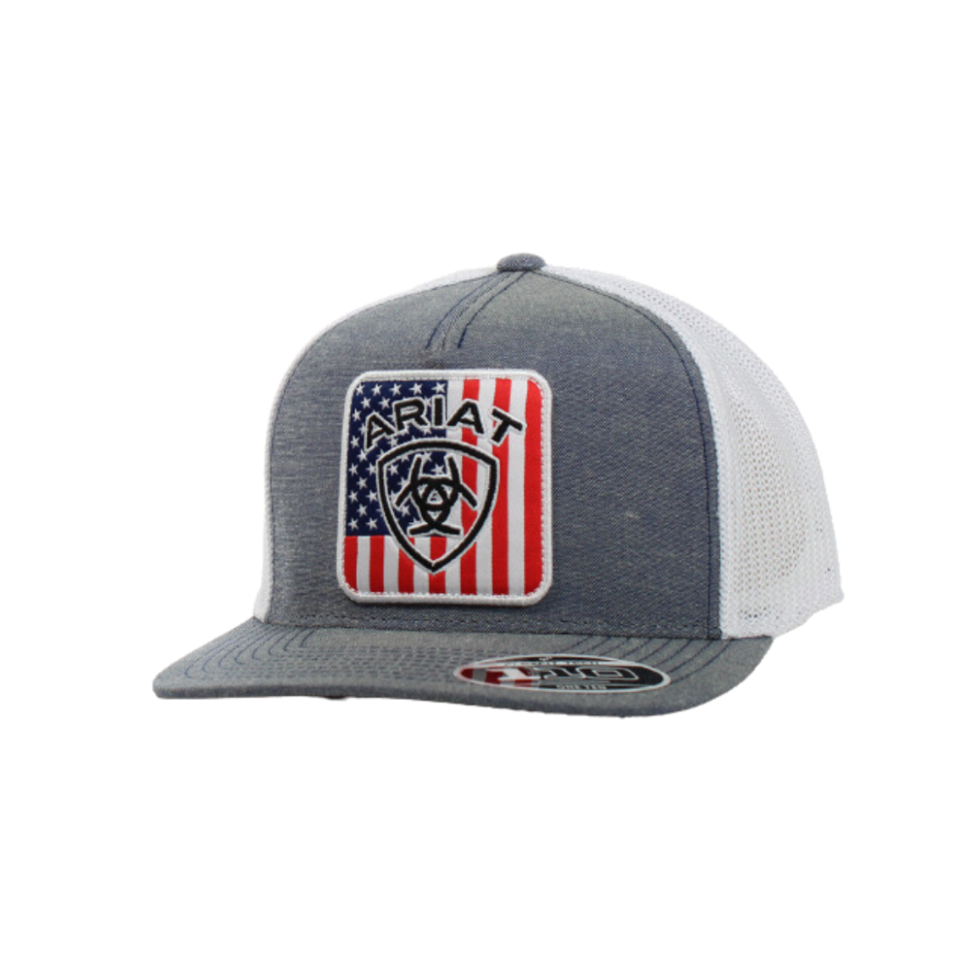 Ariat Men's US Flag Square Logo Grey Cap