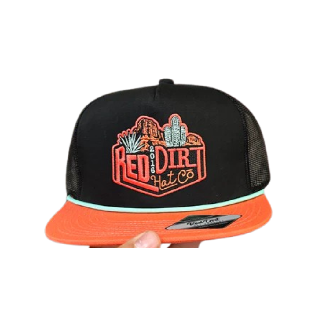 Red Dirt Men's Agave Coral Bill Mint Rope Black Cap