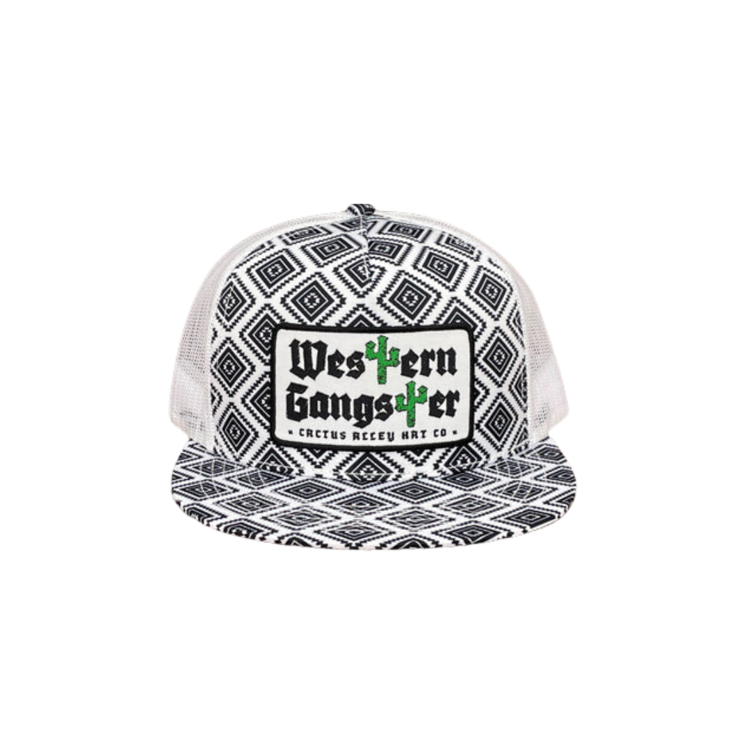 Cactus Alley Men's Western Gangster Aztec Black White Cap