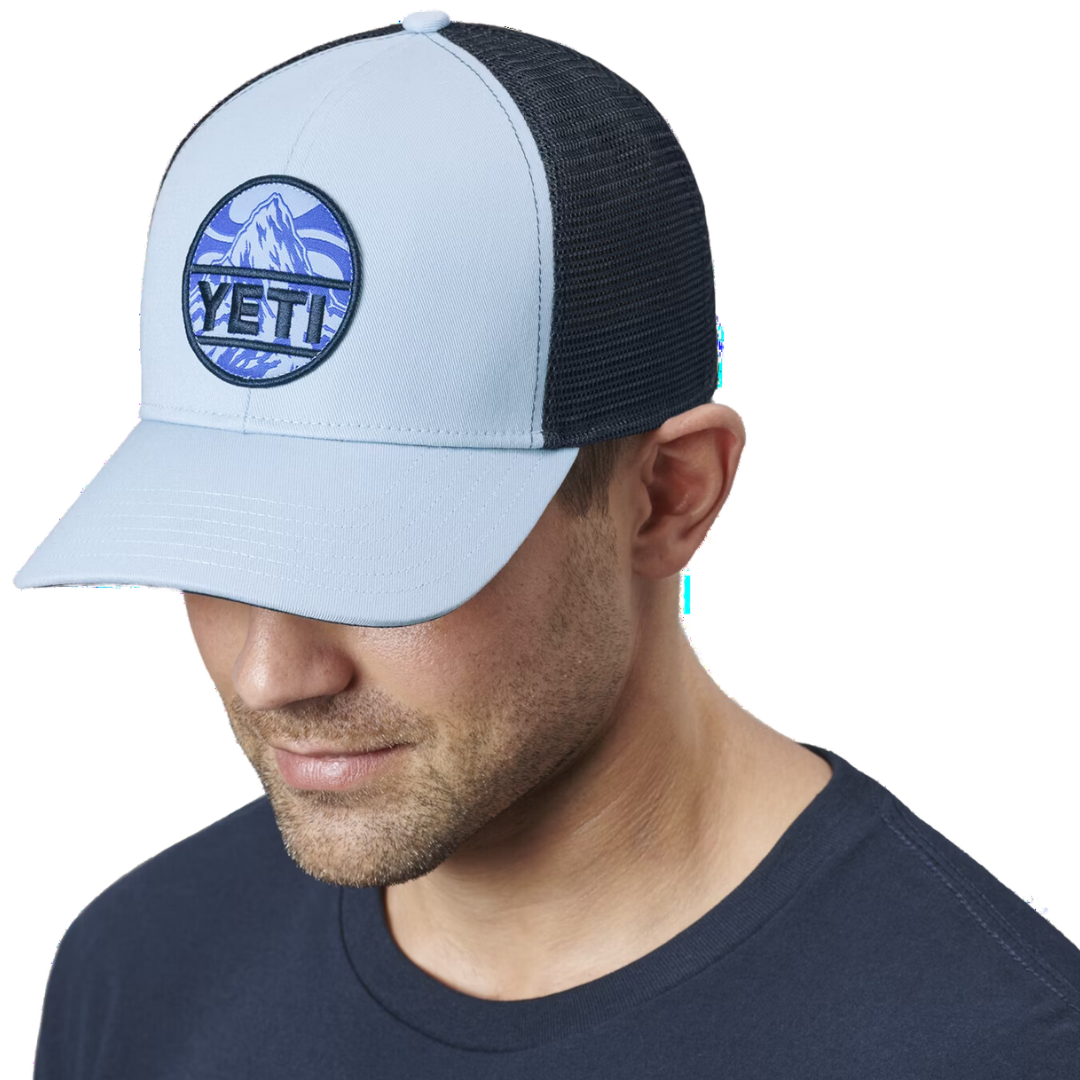 Yeti Mountain Badge Trucker Light Blue Hat