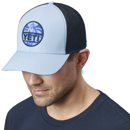 Yeti Mountain Badge Trucker Light Blue Hat