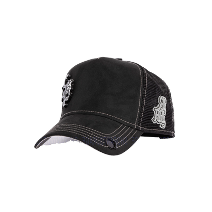 Red Monkey Unisex Rich Micro Suede Trucker Black Cap