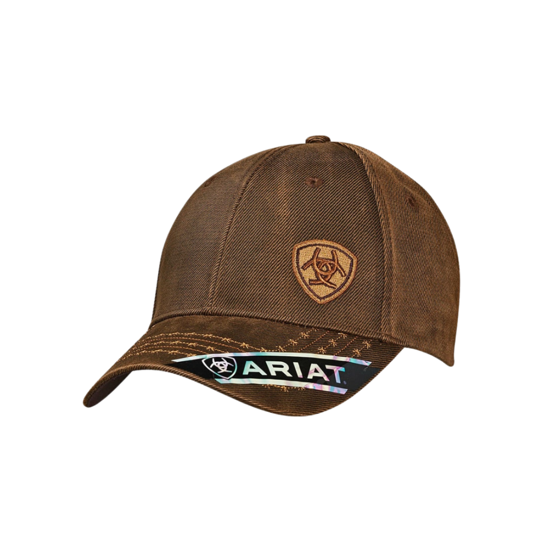 Ariat Men's Oilskin Cotton Twill Shield Brown Cap