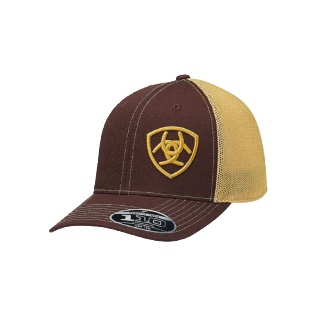 Ariat Men's Gold Embroidered Logo Snapback Brown Cap