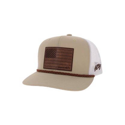 Hooey Men's Tan Liberty Flag Trucker Cap